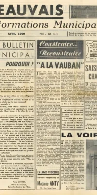 Bulletin municipal de Beaulieu, avril 1960, présentant des informations locales et des initiatives communautaires.
