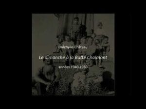 Photographie ancienne en noir et blanc d'un groupe d'enfants à Oulchy-le-Château entre 1940 et 1950.